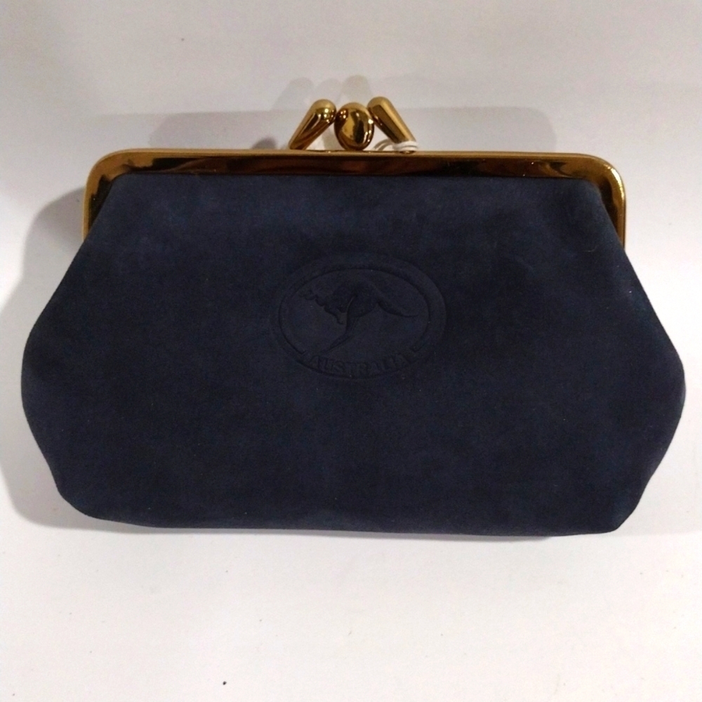 SusAnn’s Solf Genuine Leather Wallet – Gold & Blue Australia Design 5.5" x 3.5"